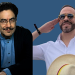 Iván Cepeda haciendo el símbolo del corazón coreano con los dedos de la mano y Abelardo de la Espriella haciendo el saludo militar. Los dos símbolos con los que los candidatos buscan seducir a su público.