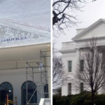 Dos imágenes: la adecuación de la sede presidencial en Barranquilla y la Casa Blanca en Washington.