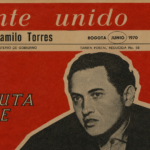 Rostro de Camilo Torres en la portada de El frente Unido y la frase El que escruta elige