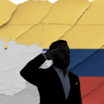 ilustración de la silueta de Abelardo de la Espriella y al fondo la bandera de Colombia