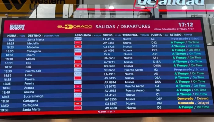 Pantalla de salidas y llegadas en el aeropuerto