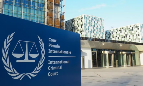 Fachada del edificio de la Corte Penal Internacional