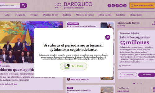 Captura de pantalla de Barequeo con la campaña de Vaki