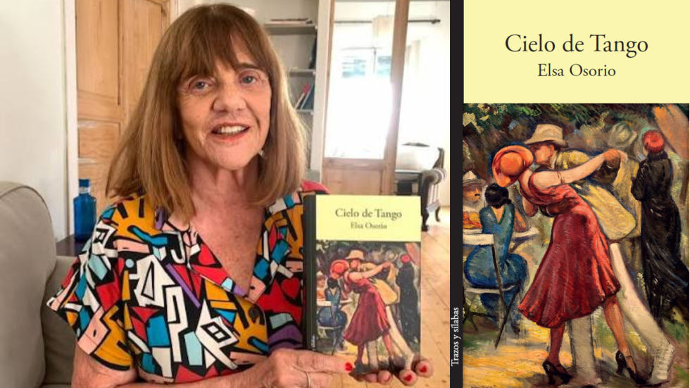 Foto del rostro de Elsa Osorio y de la portada del libro Cielo de tango