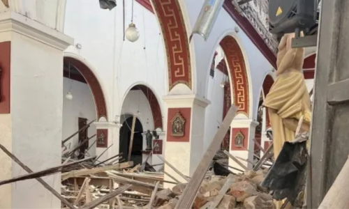 Basílica menor Nuestra Señora de la Pobreza, de Cartago, Valle, luego del terremoto del 10 de agosto.