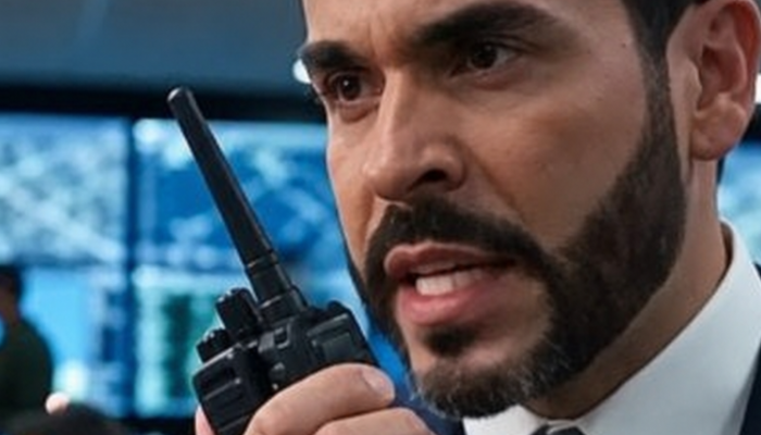 Abelardo de la Espriella hablando por walkie talkie