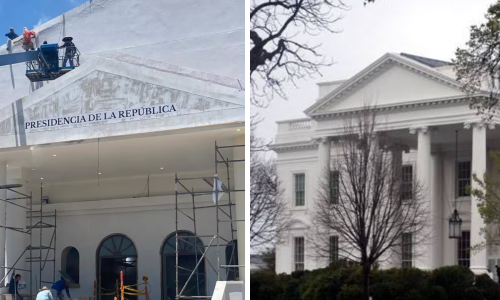 Dos imágenes: la adecuación de la sede presidencial en Barranquilla y la Casa Blanca en Washington.