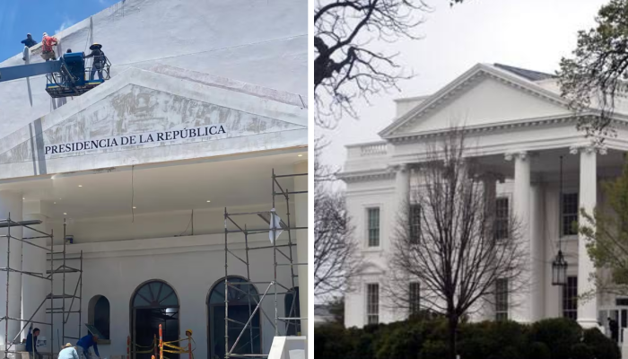 Dos imágenes: la adecuación de la sede presidencial en Barranquilla y la Casa Blanca en Washington.