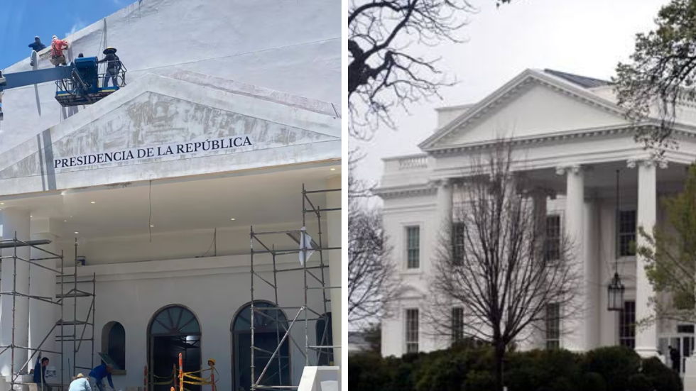Dos imágenes: la adecuación de la sede presidencial en Barranquilla y la Casa Blanca en Washington.