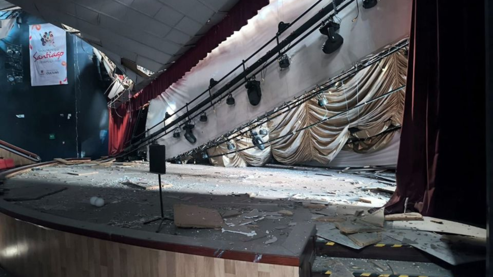Teatro Santiago Londoño, de Pereira, luego del terremoto del 10 de agosto.