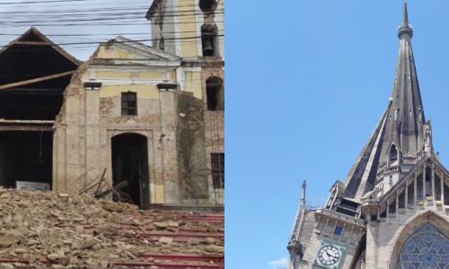 Iglesia de Maiquetía, La Guaira, y Catedral de Manizales, luego de los terremotos