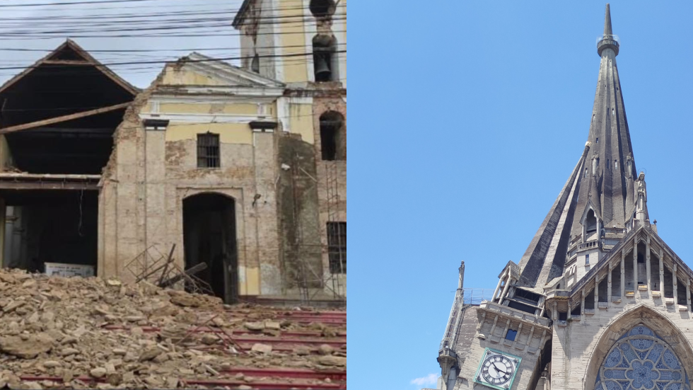 Iglesia de Maiquetía, La Guaira, y Catedral de Manizales, luego de los terremotos