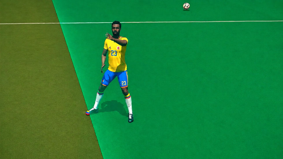 Imagen de un jugador de fútbol que muestra el pedacito de dedo de pie que marca el fuera de lugar.