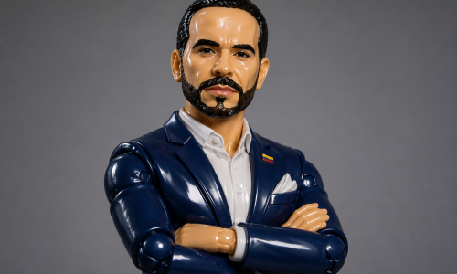 Abelardo de la Espriella como una figura de acción, como esos muñequitos que vienen en cajas con tapa plástica.