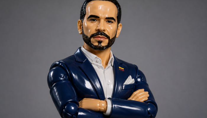 Abelardo de la Espriella como una figura de acción, como esos muñequitos que vienen en cajas con tapa plástica.