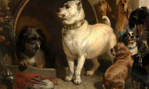 Alejandro y Diógenes, versión perros. Pintura de Edwin Henry Landseer, óleo sobre lienzo, 1848.