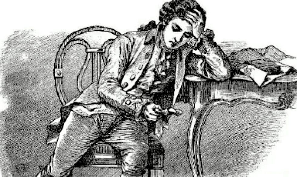 Ilustración inspirada en Las penas del joven Werther, de Goethe.