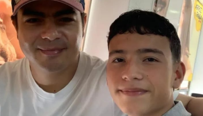 Jhonattan Arredondo Grisales y su hijo Mathias Arredondo Tobón, asesinado este martes junto a su madre y el novio de ella en Belén de Umbría.