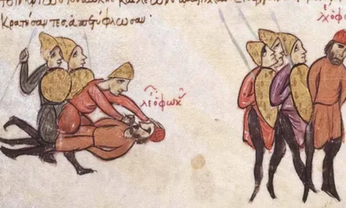 Historia de John Skylitzes (Skyllitzes Matritensis). Autor desconocido. Un detalle de esta imagen sirve de ilustración para la portada del libro de David Toscana.