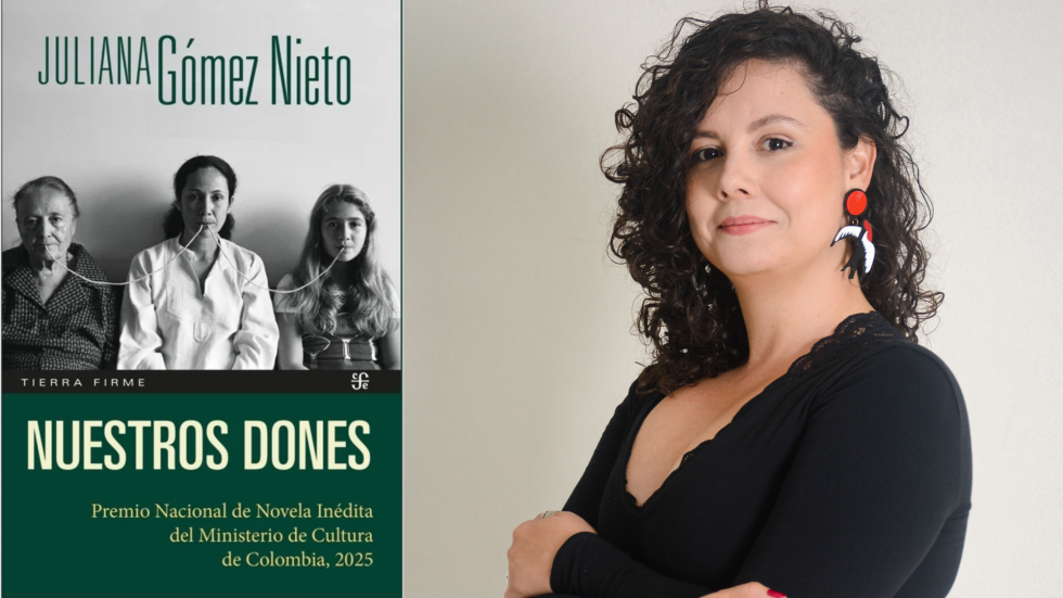 Portada del libro Nuestros dones y foto de la autora