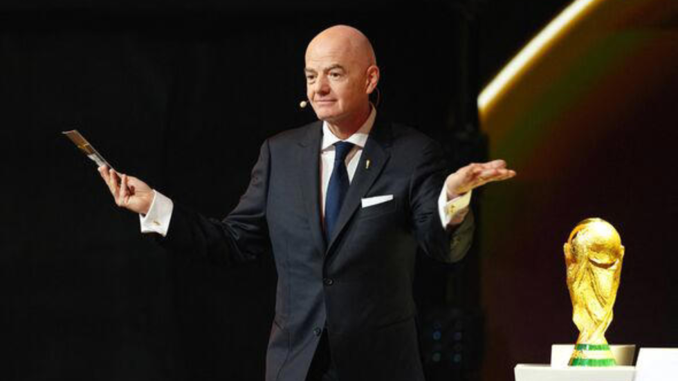 Gianni Infantino en el sorteo de los grupos del Mundial 2026. /