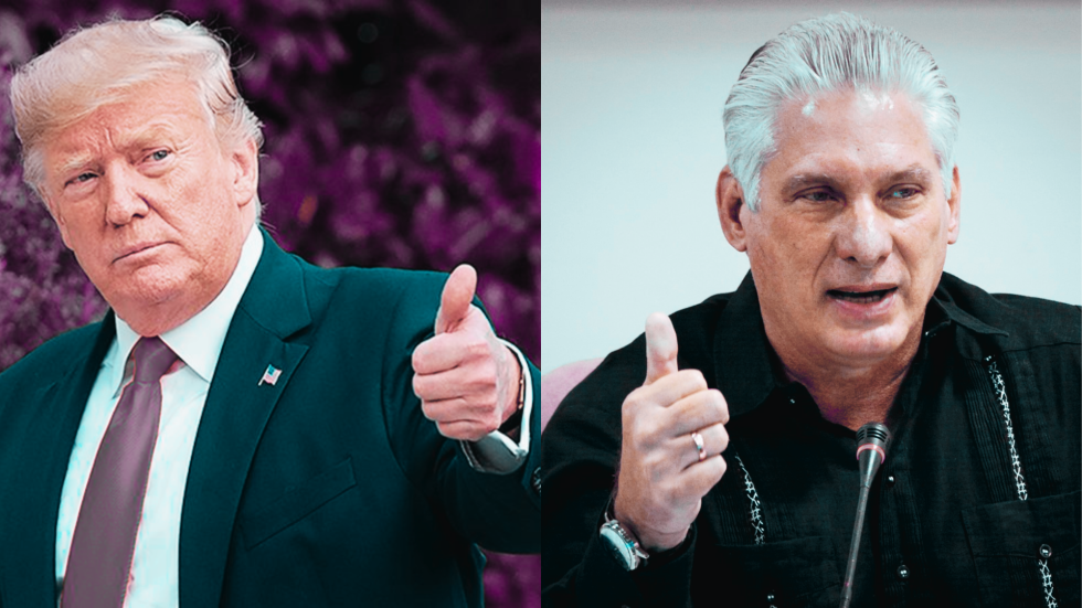 Donald Trump, presidente de Estados Unidos, y Miguel Díaz-Canel, presidente de Cuba,  tienen posiciones distintas frente al bienestar de los cubanos.