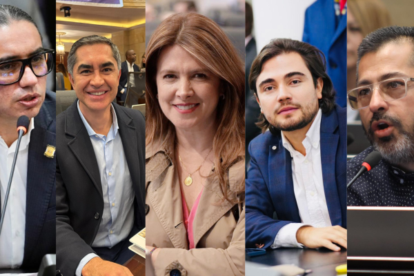 Representantes a la Cámara por Caldas. De izq. a der.: Juan Sebastián Gómez, Wilder Escobar, Juana Carolina Londoño, Santiago Osorio, Octavio Cardona.