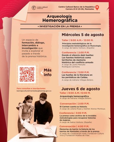 Afiche del evento que contiene la información de los diversos talleres y horarios
