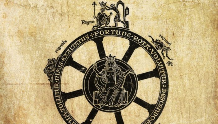 Ilustración antigua de la rueda de la Fortuna
