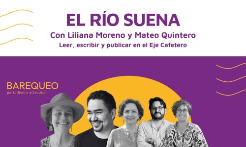 Portada de la invitación para El Río Suena, con fotos de Liliana Moreno y Mateo Quintero
