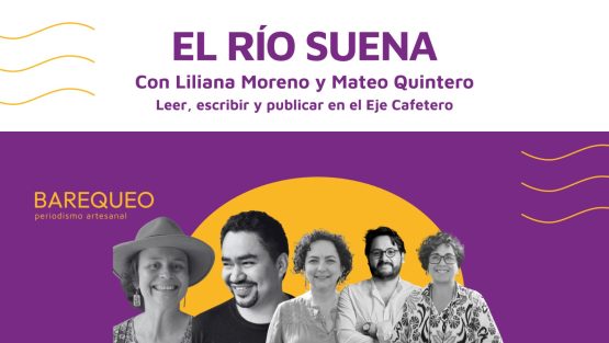 Portada de la invitación para El Río Suena, con fotos de Liliana Moreno y Mateo Quintero