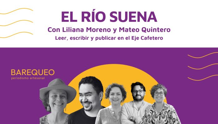 Portada de la invitación para El Río Suena, con fotos de Liliana Moreno y Mateo Quintero