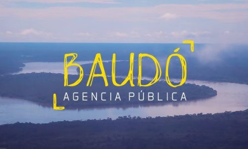 Imagen de un río con el logo de Baudó Agencia Pública