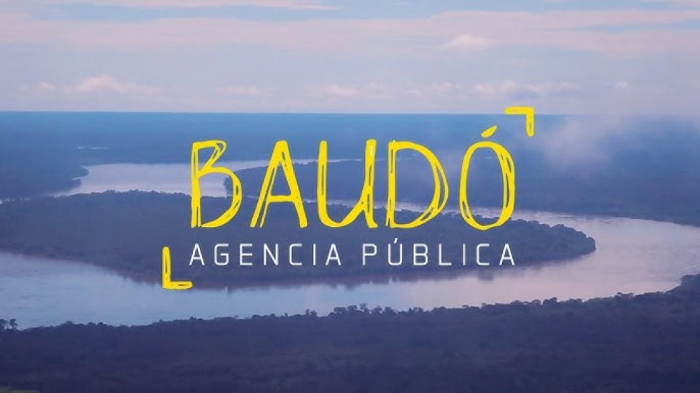Imagen de un río con el logo de Baudó Agencia Pública